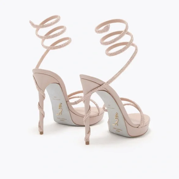 Rene Caovilla Beige Spiral Strap Heels - Picture 3 of 10